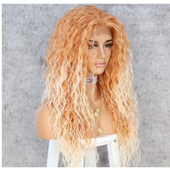 Blonde Orange Lace Front Beach Wave Wig 24\